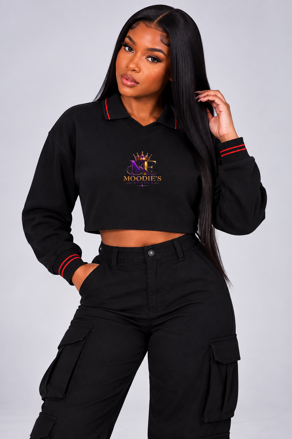 Signature Cotton Crop Collared Sweatshirt