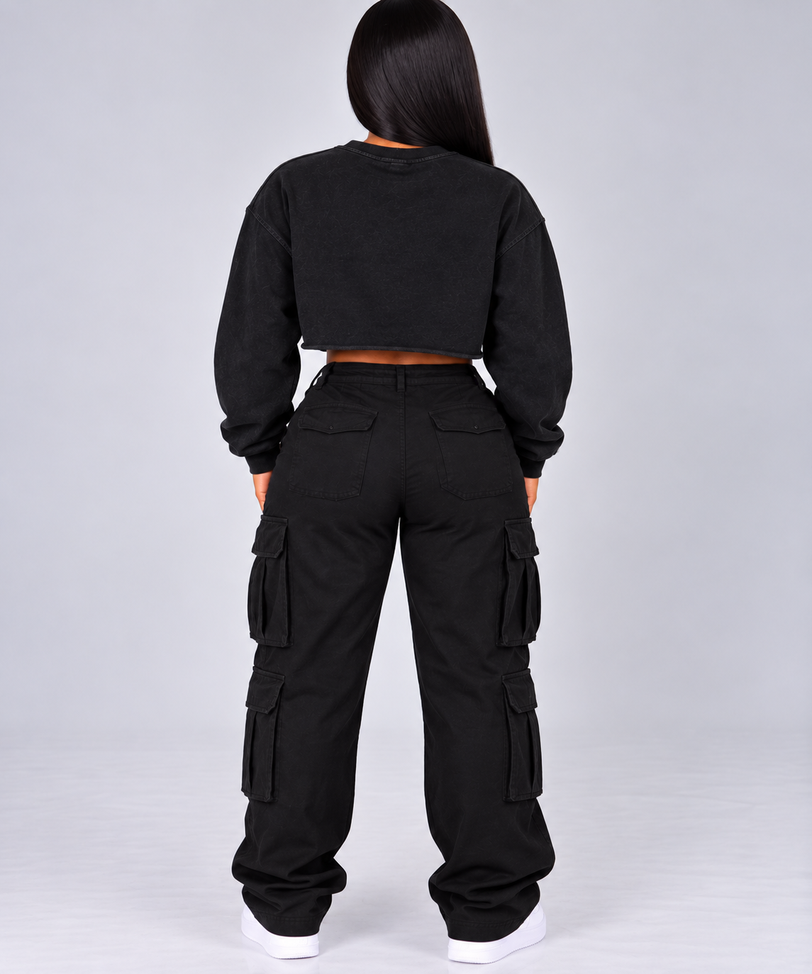 Signature Cotton Raw Edge Cropped Sweatshirt