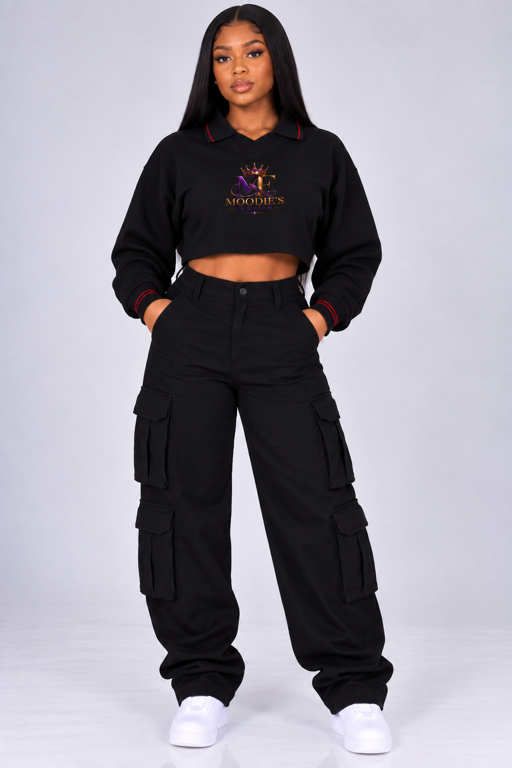 Signature Cotton Crop Collared Sweatshirt