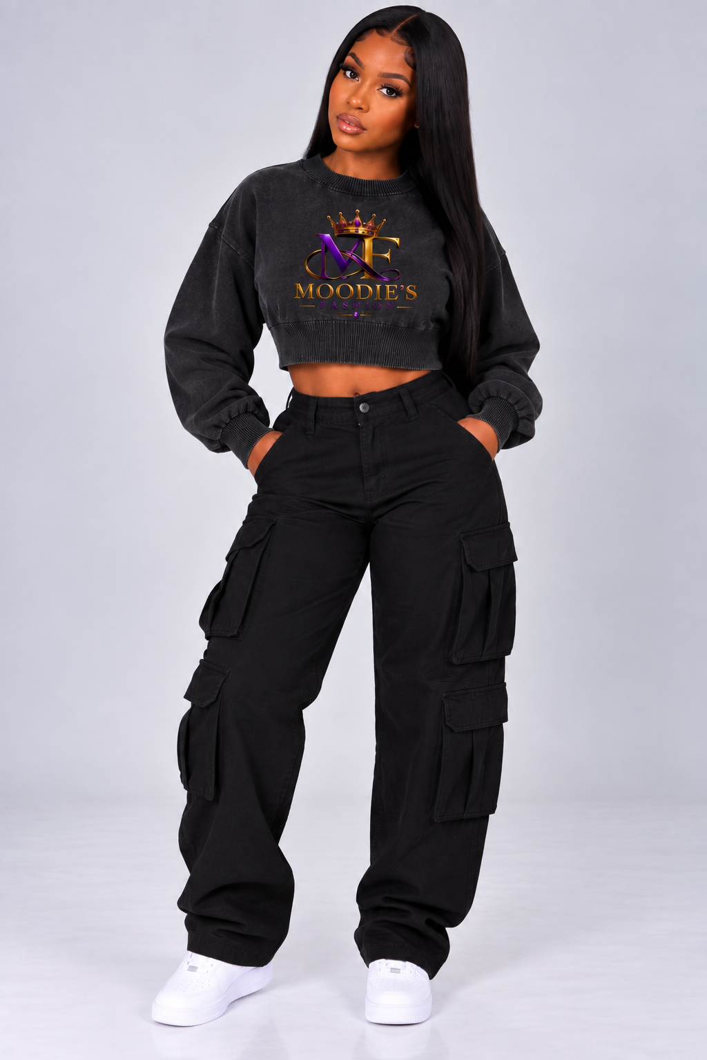Signature Cotton Balloon Sleeve Cropped Sweater