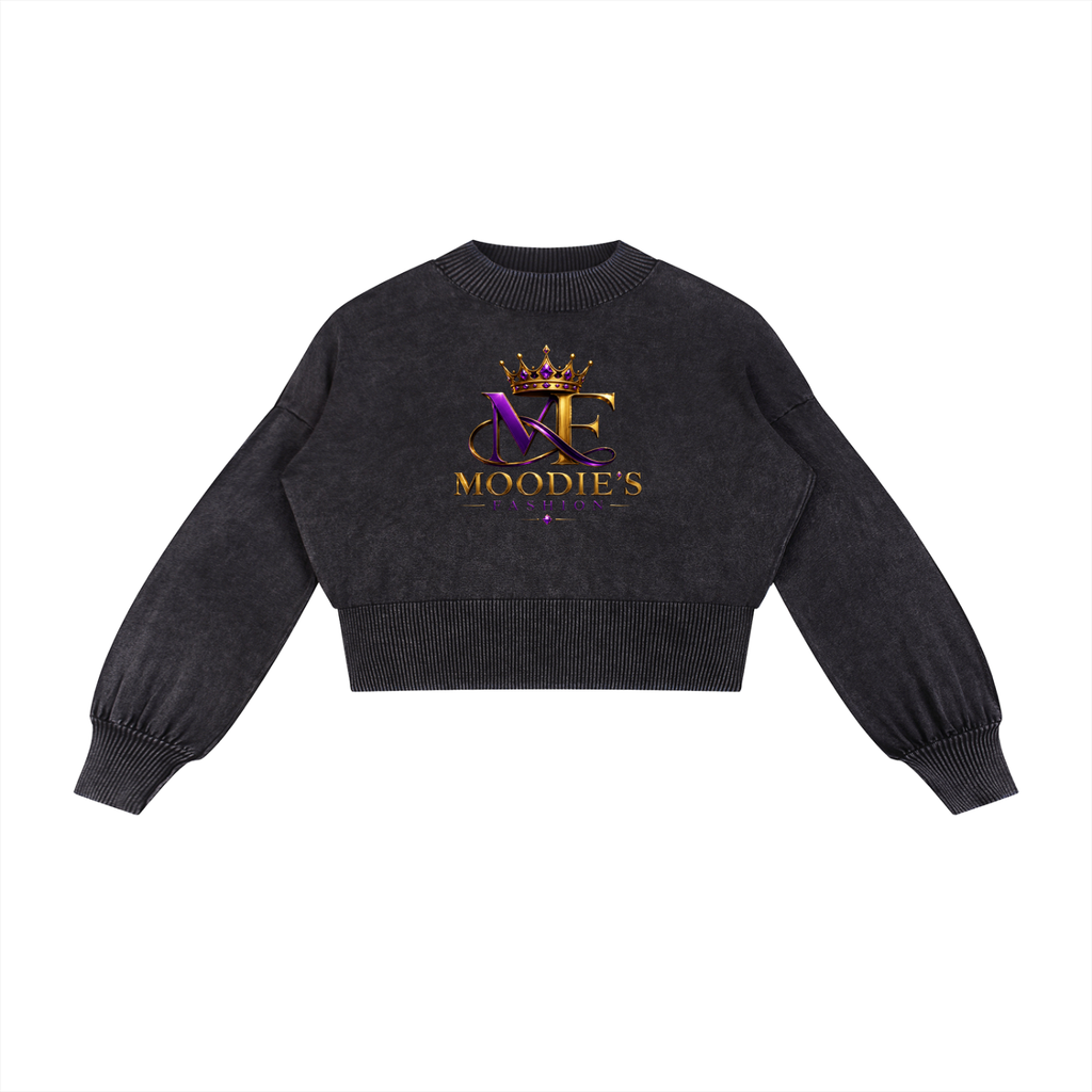 Signature Cotton Balloon Sleeve Cropped Sweater