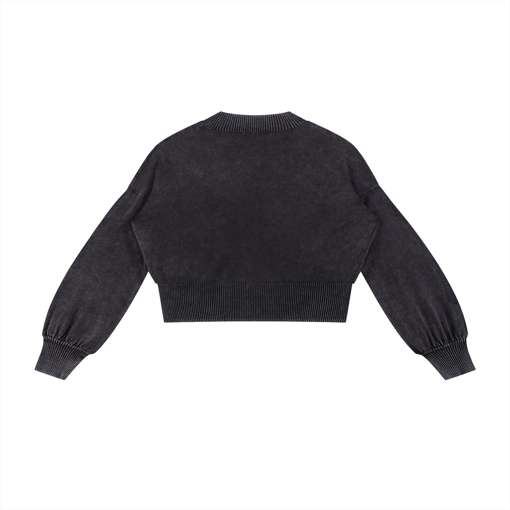 Signature Cotton Balloon Sleeve Cropped Sweater