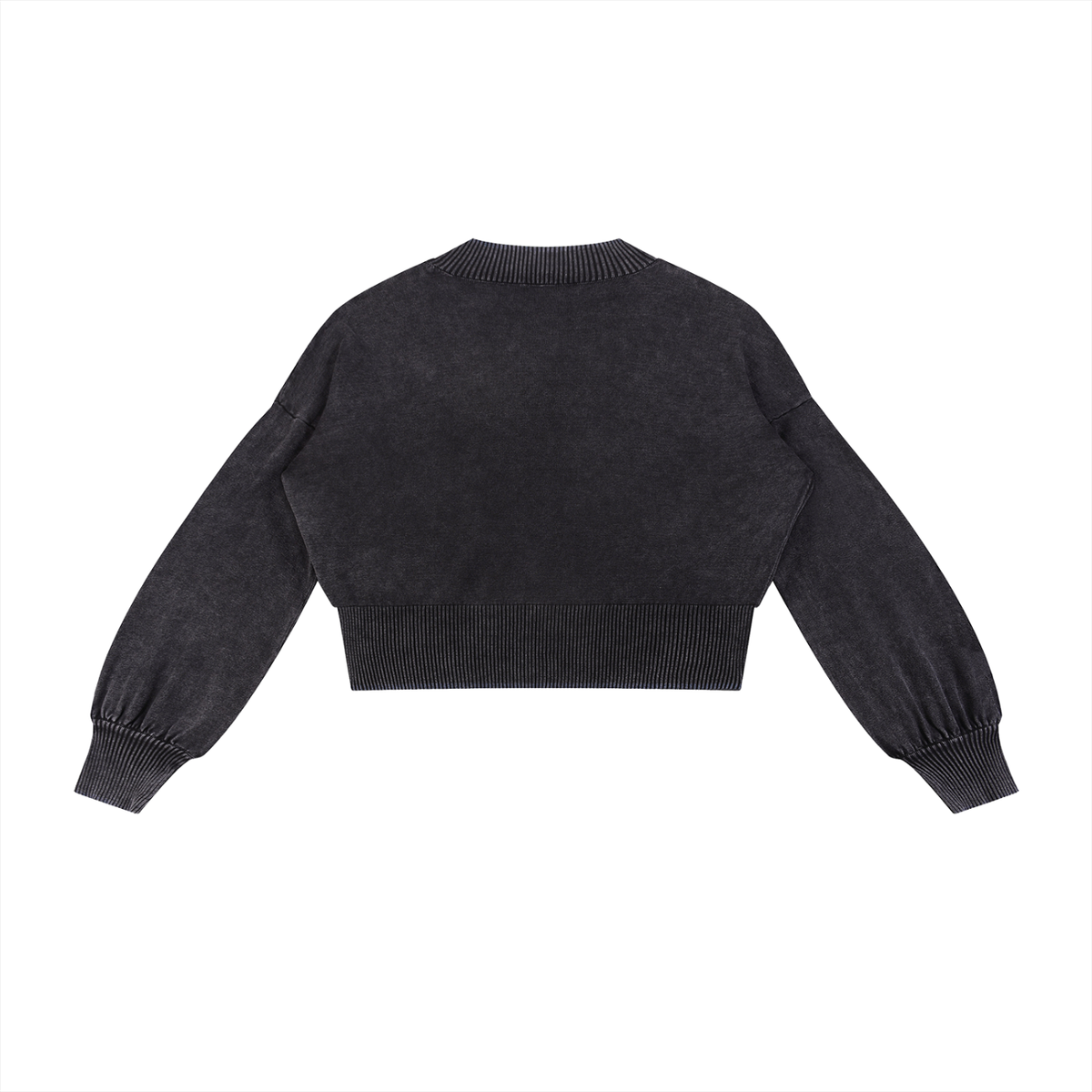 Signature Cotton Balloon Sleeve Cropped Sweater