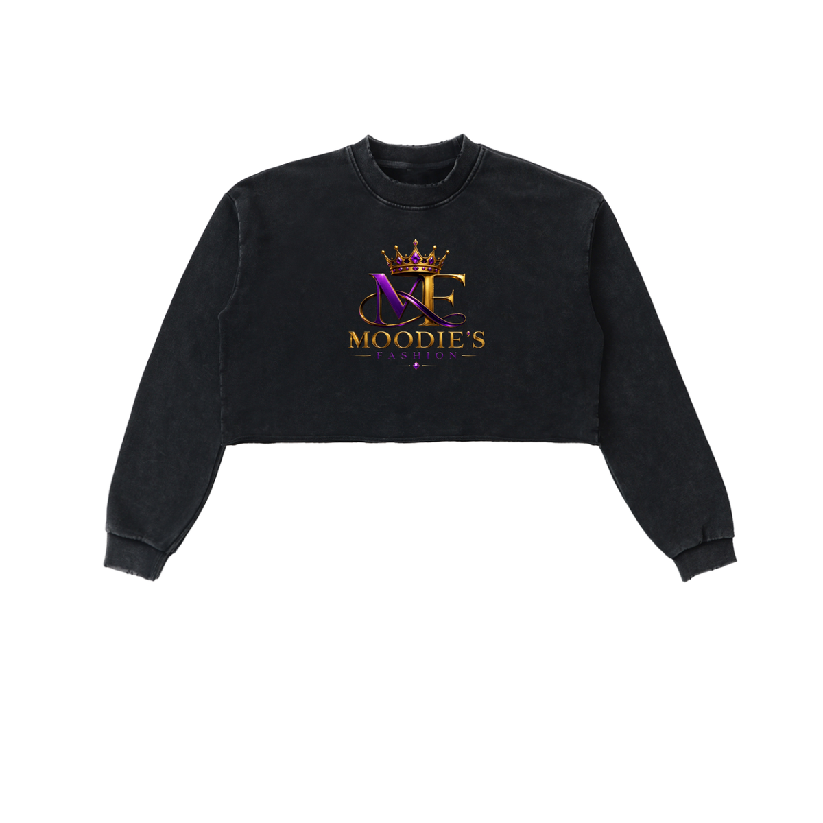 Signature Cotton Raw Edge Cropped Sweatshirt