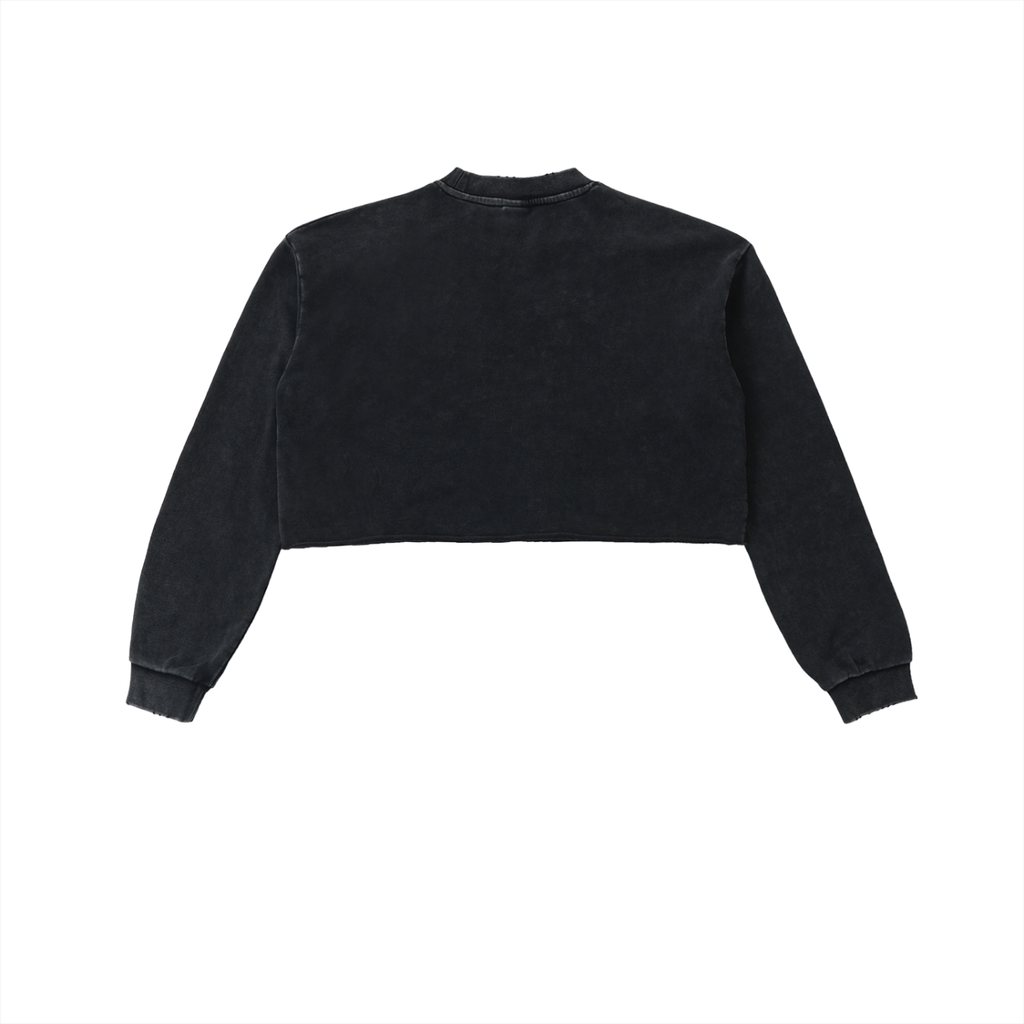 Signature Cotton Raw Edge Cropped Sweatshirt
